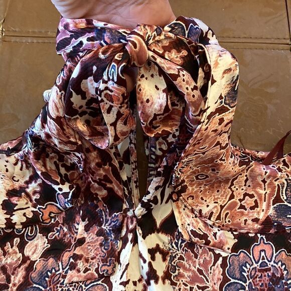 Pink Floral Cold Shoulder RuffleTop - Picture 12 of 16